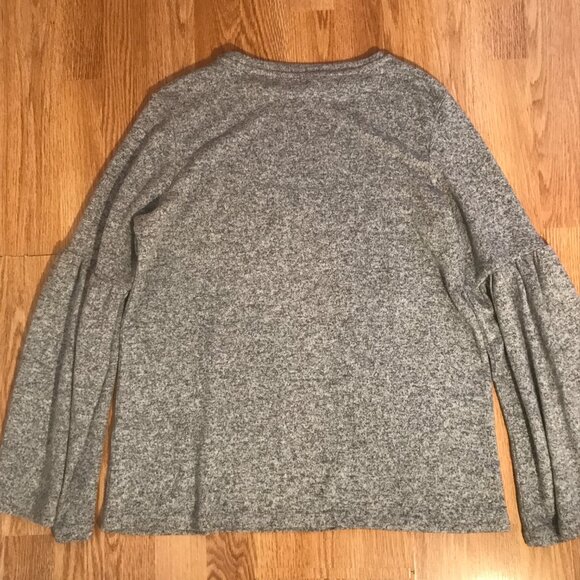ZARA Bell Sleeve Soft Knit Sweater in Heathered Marled Gray Size S - Picture 12 of 12